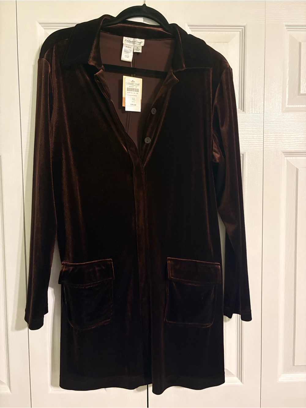 Coldwater Creek Brown Velvet Long Jacket